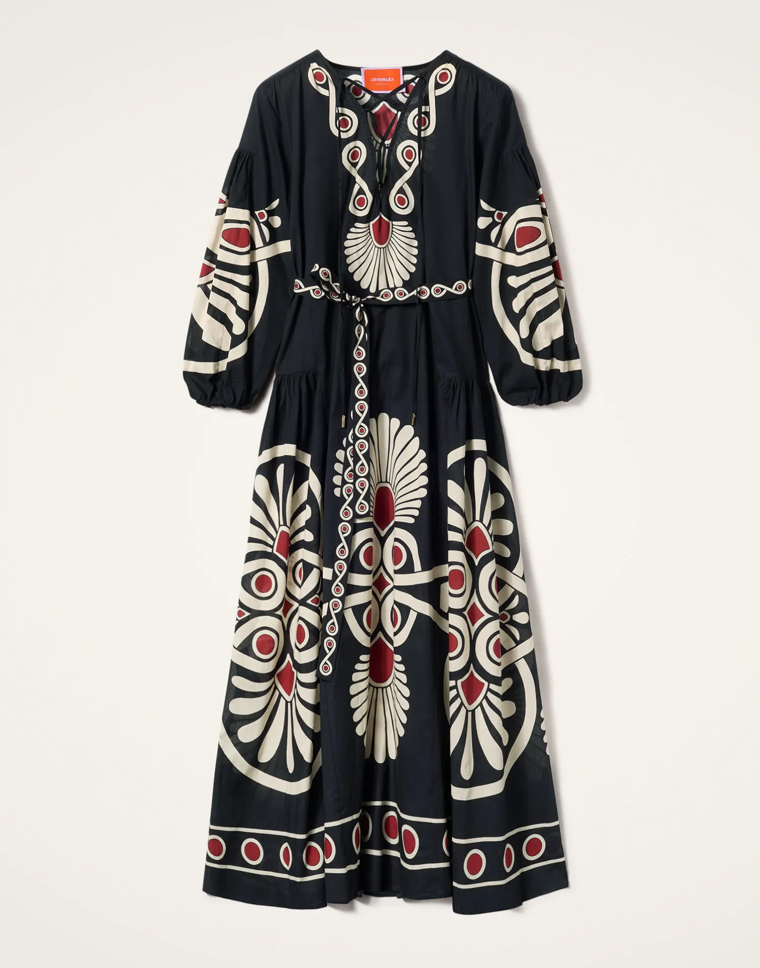 La DoubleJ Vestiti<Viviana DressMedallion Placée Black in Cotton Voile