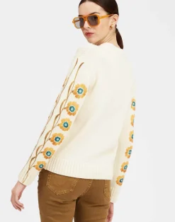 La DoubleJ Maglieria<V-Neck Boy SweaterDaisychain Placée Off White in Wool Cashmere