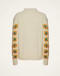 La DoubleJ Maglieria<V-Neck Boy SweaterDaisychain Placée Off White in Wool Cashmere