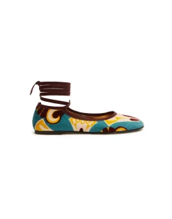 La DoubleJ Scarpe|Accessories<Winter Ballerina FlatsDendera Light Blue in Cotton Velvet
