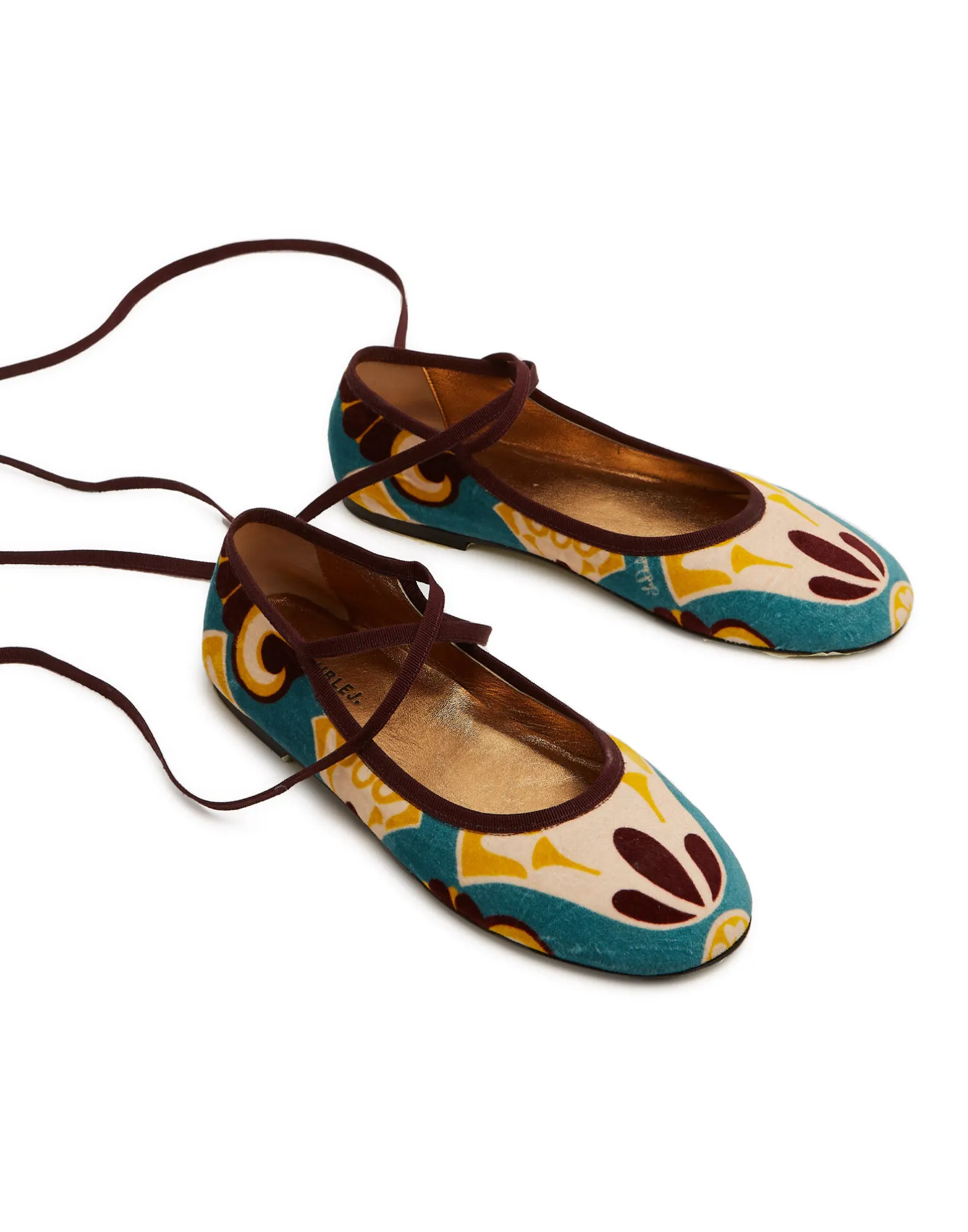 La DoubleJ Scarpe|Accessories<Winter Ballerina FlatsDendera Light Blue in Cotton Velvet